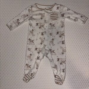Disney Cream & Brown Bambi Print Footed One-Piece